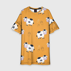 Детское платье Веселые коровки с ведрами молока