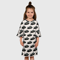 Платье клеш для девочки Танки Паттерн, цвет: 3D-принт — фото 2