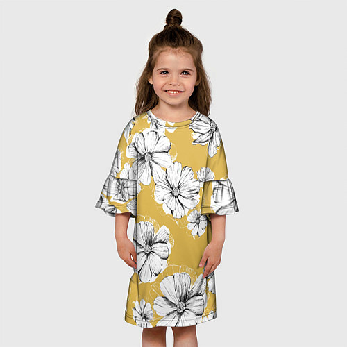 Детское платье Цветы Цветочно-Жёлтый / 3D-принт – фото 3