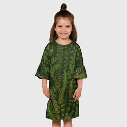 Платье клеш для девочки Цветы Зеленые Папоротники, цвет: 3D-принт — фото 2