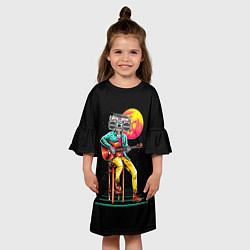 Платье клеш для девочки РОБОТ МАГНИТОФОН, цвет: 3D-принт — фото 2