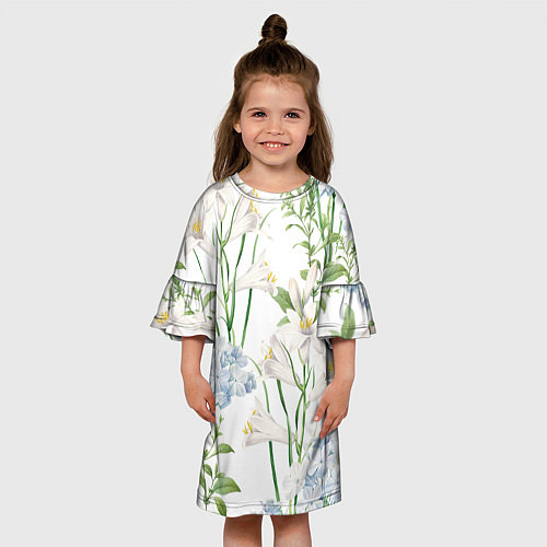 Детское платье Цветы Утонченные и Яркие / 3D-принт – фото 3