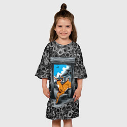 Платье клеш для девочки Олень 3D рисунок, цвет: 3D-принт — фото 2