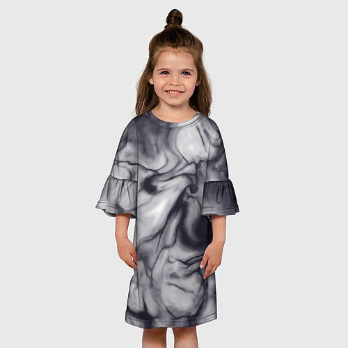 Детское платье Бело-черный тай-дай / 3D-принт – фото 3