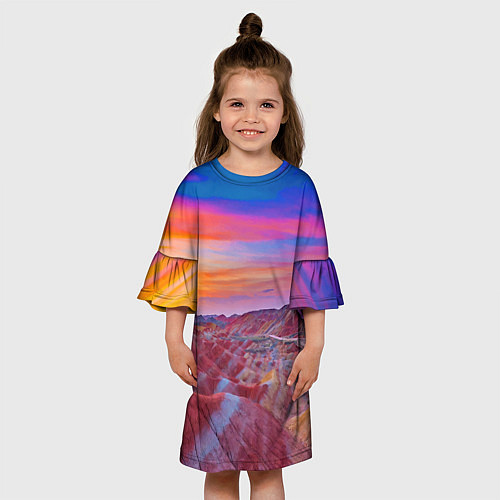 Детское платье Краски природы Горы Neon Китай / 3D-принт – фото 3