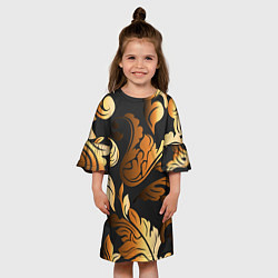 Платье клеш для девочки Узоры и листья, цвет: 3D-принт — фото 2