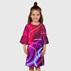 Платье клеш для девочки Неоновые огни Абстракция, цвет: 3D-принт — фото 2