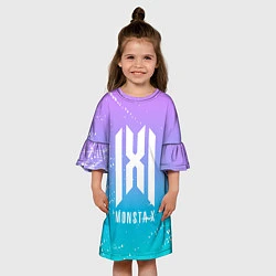 Платье клеш для девочки Monsta x neon, цвет: 3D-принт — фото 2