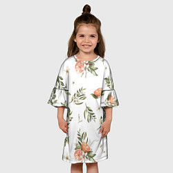 Платье клеш для девочки Цветы Цитрусовых Мандарин, цвет: 3D-принт — фото 2