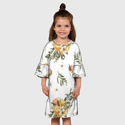 Платье клеш для девочки Цветы и Мандарин, цвет: 3D-принт — фото 2