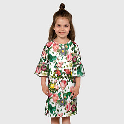 Платье клеш для девочки Узор из летних роз Summer Roses Pattern, цвет: 3D-принт — фото 2
