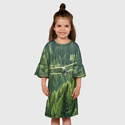 Платье клеш для девочки Военный самолет Ан-2, цвет: 3D-принт — фото 2