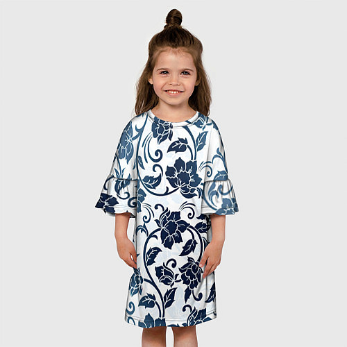 Детское платье Гжелевые цветы / 3D-принт – фото 3