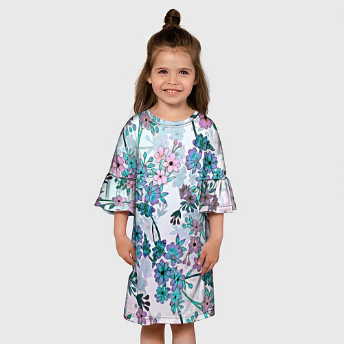 Детское платье Яркие красочные цветы / 3D-принт – фото 3