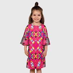 Платье клеш для девочки Розовый абстрактный современный узор, цвет: 3D-принт — фото 2