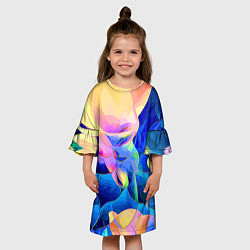 Платье клеш для девочки Цветочный красочный паттерн, цвет: 3D-принт — фото 2