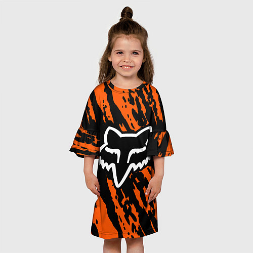 Детское платье FOX MOTOCROSS ORANGE / 3D-принт – фото 3