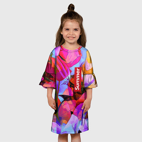 Детское платье Красочный летний цветочный паттерн Summer color pa / 3D-принт – фото 3