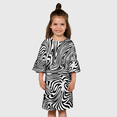 Детское платье Сумасшедшая зебра Абстрактный узор с извилистыми л / 3D-принт – фото 3