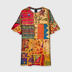 Платье клеш для девочки Пэчворк Лоскутное одеяло Patchwork Quilt, цвет: 3D-принт