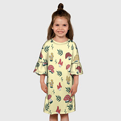 Платье клеш для девочки Mushroom, грибы- грибочки, цвет: 3D-принт — фото 2