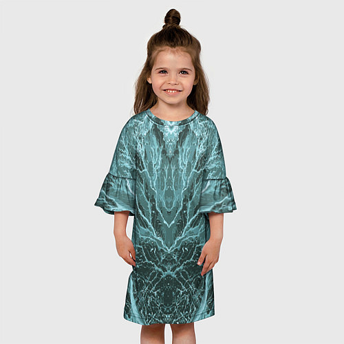 Детское платье Абстрактная геометрическая графика ,цвет морской в / 3D-принт – фото 3
