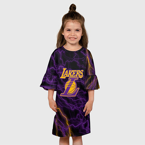 Детское платье Лейкерс Lakers яркие молнии / 3D-принт – фото 3