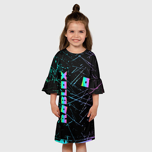 Детское платье ROBLOX неоновый логотип / 3D-принт – фото 3