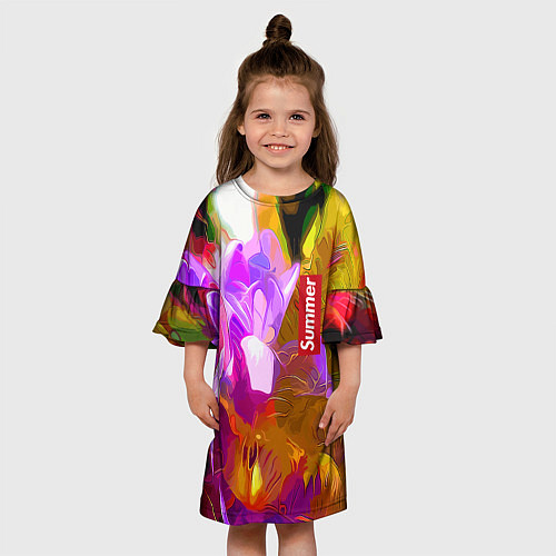Детское платье Красочный цветочный узор Лето Colorful Floral Patt / 3D-принт – фото 3