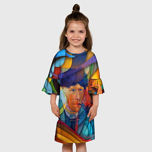 Детское платье Ван Гог Автопортрет с отрезанным ухом на красочном / 3D-принт – фото 3
