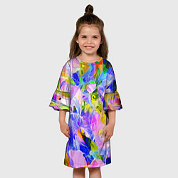 Платье клеш для девочки Красочный цветочный узор Весна - Лето 2023 Colorfu, цвет: 3D-принт — фото 2