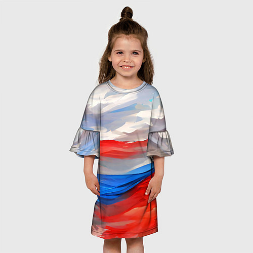 Детское платье Флаг России в красках / 3D-принт – фото 3