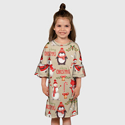 Платье клеш для девочки СЧАСТЛИВОГО РОЖДЕСТВА MERRY CHRISTMAS, цвет: 3D-принт — фото 2