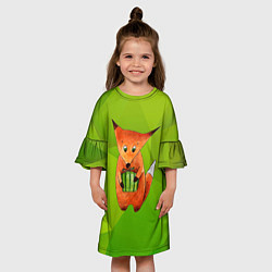 Платье клеш для девочки Лисенок с подарком, цвет: 3D-принт — фото 2