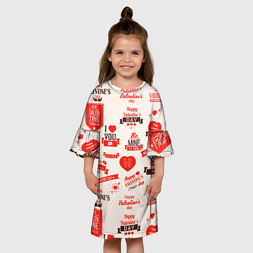 Детское платье Поздравления - паттерн - HAPPY VALENTINES DAY / 3D-принт – фото 3
