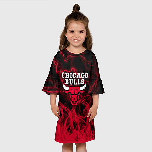 Детское платье CHICAGO BULLS ЧИКАГО БУЛЛС МОЛНИИ / 3D-принт – фото 3