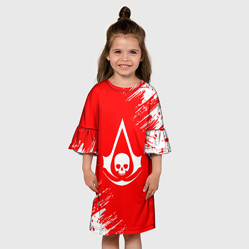 Детское платье Assassins creed череп красные брызги / 3D-принт – фото 3