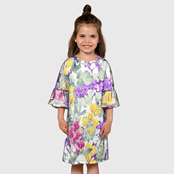 Платье клеш для девочки Цветы Красочный Луговой Узор, цвет: 3D-принт — фото 2