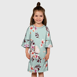 Платье клеш для девочки Цветы Яркие В Летнем Саду, цвет: 3D-принт — фото 2