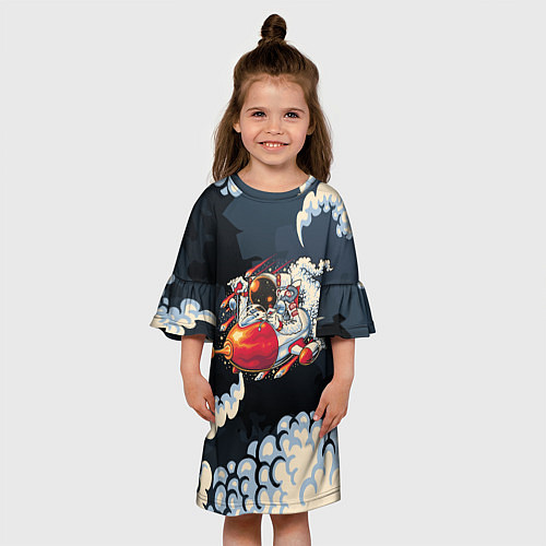 Детское платье Космический корабль в облаках / 3D-принт – фото 3