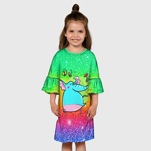 Детское платье Слоненок с цветочками / 3D-принт – фото 3