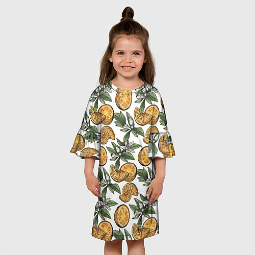 Детское платье Узор из тропических апельсинов / 3D-принт – фото 3