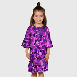 Платье клеш для девочки ФИОЛЕТОВЫЕ КРИСТАЛЛЫ, цвет: 3D-принт — фото 2