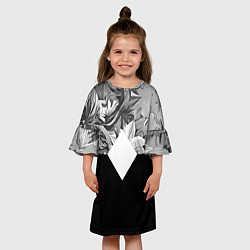 Платье клеш для девочки Черно-белый принт Ромб, цвет: 3D-принт — фото 2