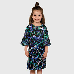 Платье клеш для девочки ПЕРЕСЕКАЮЩИЕ ЦВЕТНЫЕ ЛИНИИ, цвет: 3D-принт — фото 2