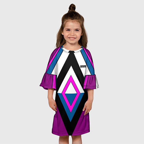 Детское платье Геометрические фигуры в бордовых и розовый тонах с / 3D-принт – фото 3