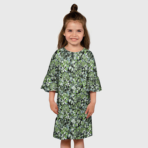 Детское платье Летний лесной камуфляж в зеленых тонах / 3D-принт – фото 3