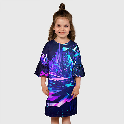 Детское платье Абстрактная неоновая композиция Abstract neon comp / 3D-принт – фото 3