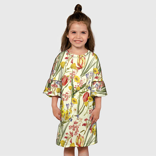 Детское платье Цветы Весенние Тюльпаны / 3D-принт – фото 3