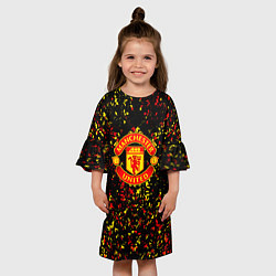 Платье клеш для девочки Манчестер юнайтед краски, цвет: 3D-принт — фото 2